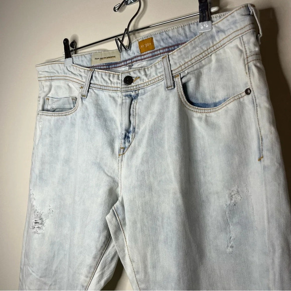 ANTHRO PILCRO And The Letterpress Hyphen Distressed Light Wash Boyfriend Jeans - Picture 4 of 14